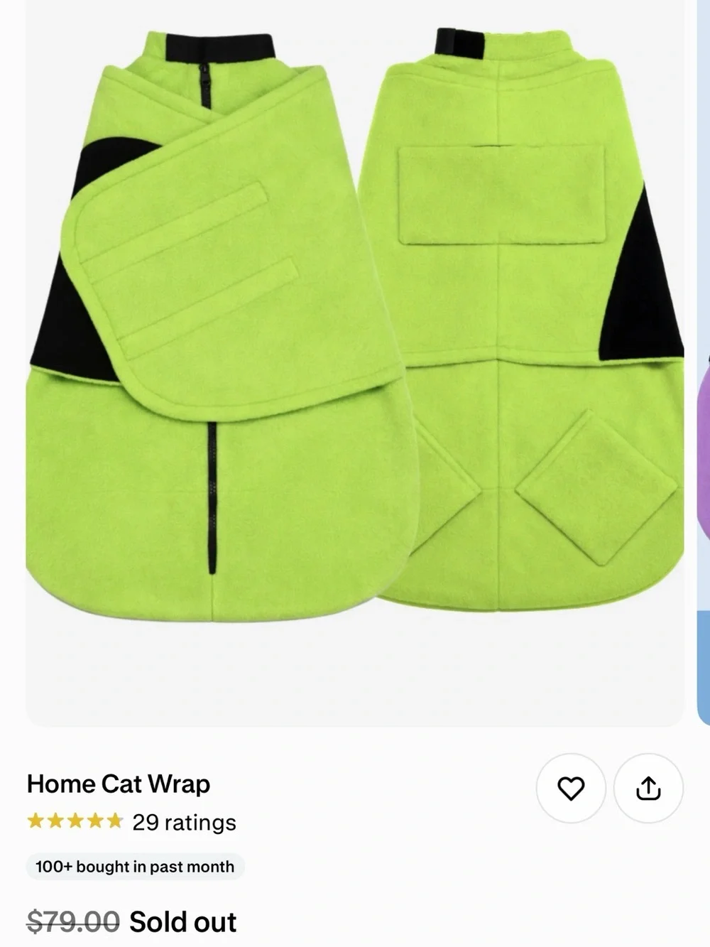 Calm and Cozy Cat Wrap - M - Green